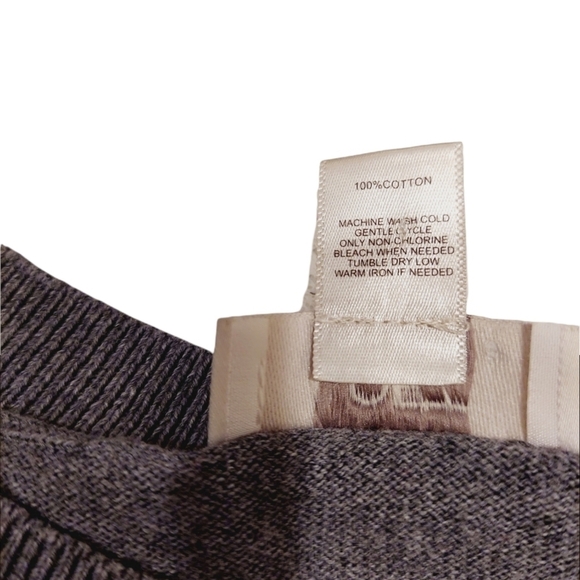 Loft Medium Crewneck Sweater Dogs Puppies Gray Knit Long Sleeve 100% Cotton EUC - Picture 9 of 14